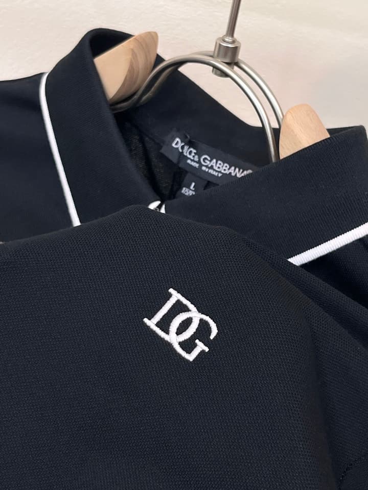 Dolce & Gabbana Embroidered Logo Pique Polo Shirt – 2026 Spring/Summer Collection in Classic Black