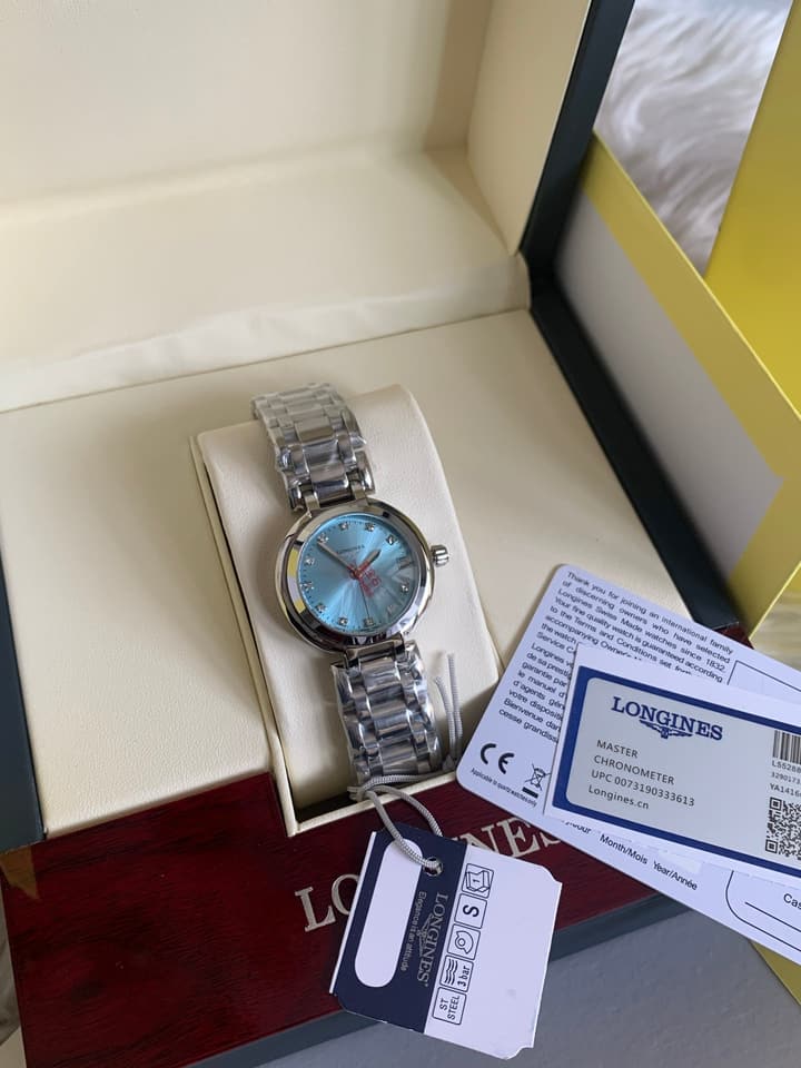 Longines Heart Moon Series 30mm Moon Phase Watch in Stainless Steel Daphne Blue Dial