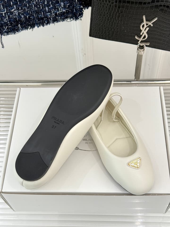Prada Classic Mary Jane Flats in Cream