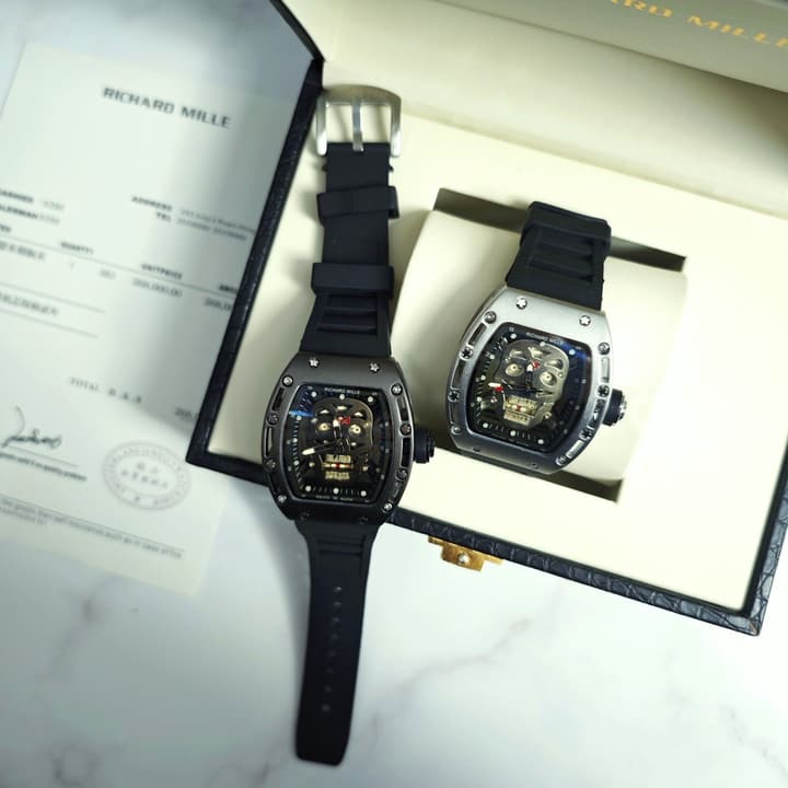 Richard Mille RM052 Series Skeleton Skull Automatic Quartz Watch in Gunmetal Tone