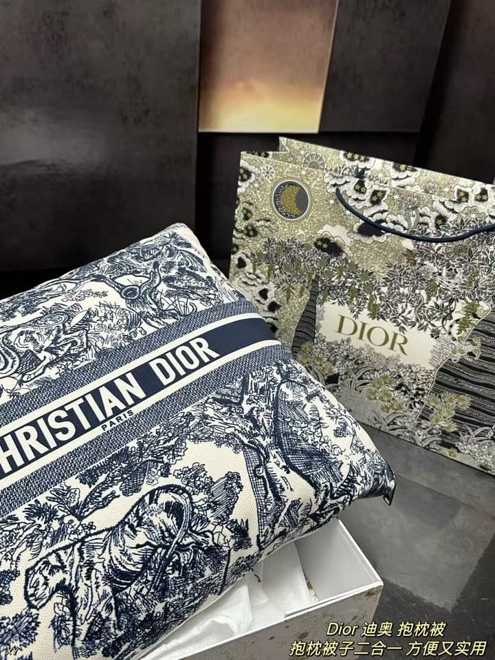Dior Pillow Blanket Cushion in Black And White Oblique