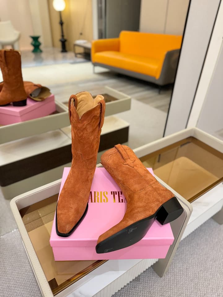 Paris Texas Western Ankle Boots in Black Suede