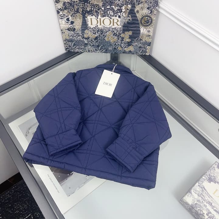 Dior Reversible Monogram Puffer Jacket – Kids Collection in Blue White Monogram Print