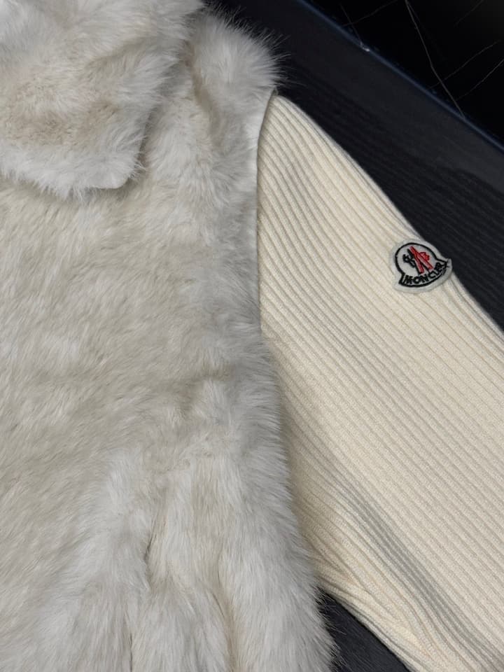 Moncler Convertible Faux Fur Jacket in Blended Beige Faux Fur