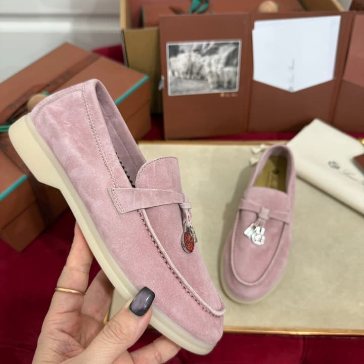 Loro Piana Summer Charms Walk Loafers – Kids Collection in Dusty Lavender Pink