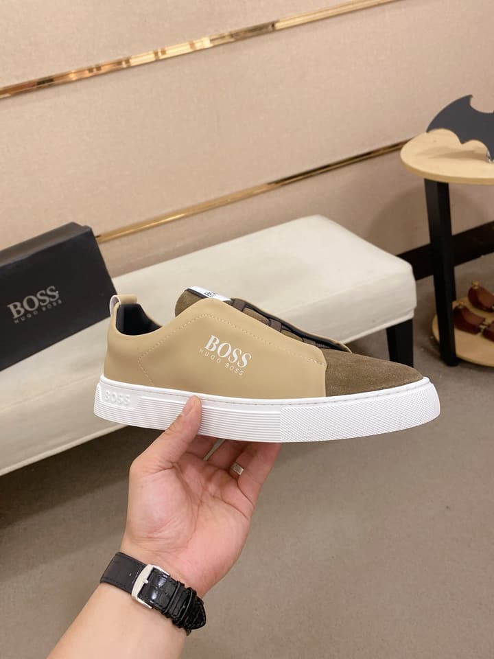 Boss Casual Leather Loafers in Glossy Black Toe