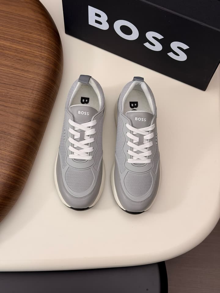 Boss Men's Knit and Leather Sneakers