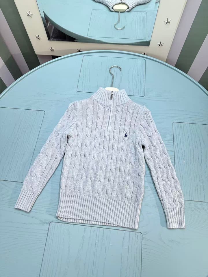 Ralph Lauren Polo Boys' Striped Knit Sweater – Kids Collection – 2025SS in Dark Navy Cable Knit