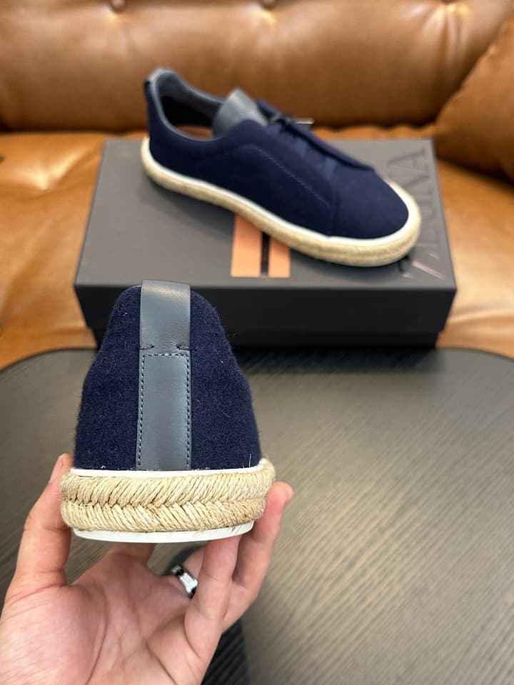 Zegna Triple Stitch Low-Top Sneakers in Dark Charcoal