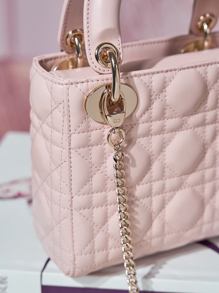 Dior Classic Lady Lambskin Handbag in Blush Pink