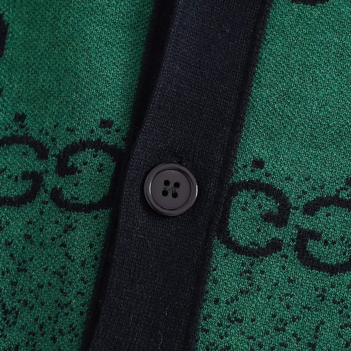 Gucci Classic Jacquard Double G Cardigan in Green Monogram Cardigan