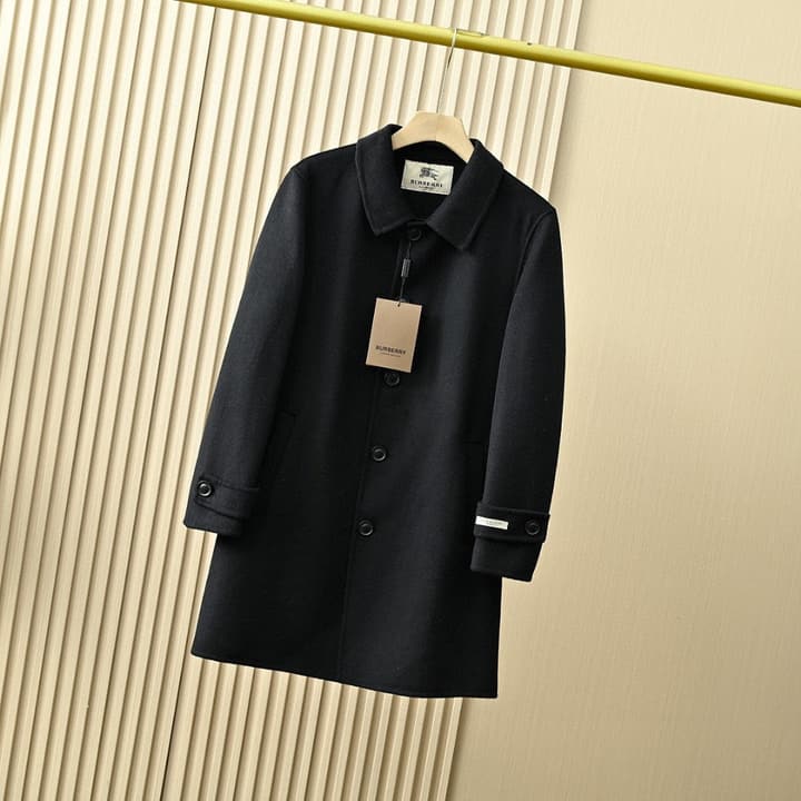 Burberry Men's Double-Faced Wool Trench Coat – 2025FW in Classic Black