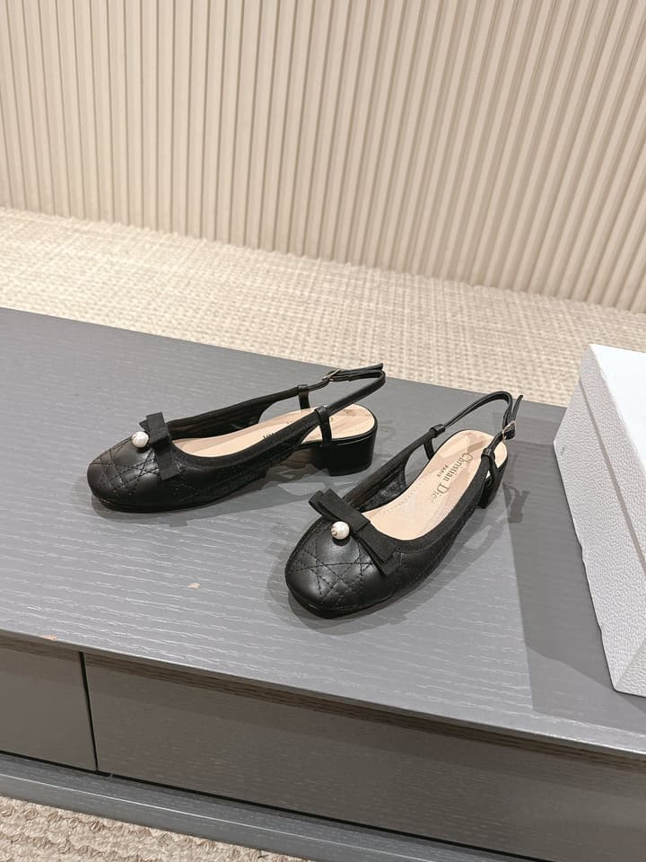 Dior D-Ramour Embroidered Cannage Ballet Flats – 2024 Spring/Summer Collection in Black Leather