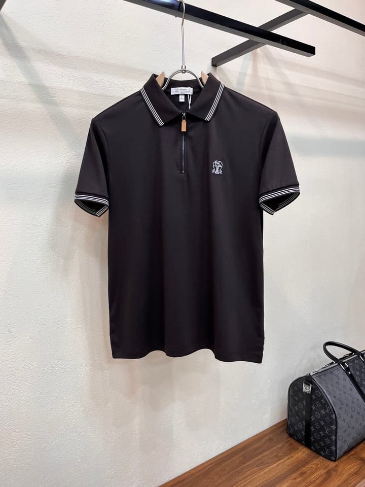 Brunello Cucinelli Embroidered Logo Polo Shirt – Spring/Summer Collection – 2026SS in Dark Brown