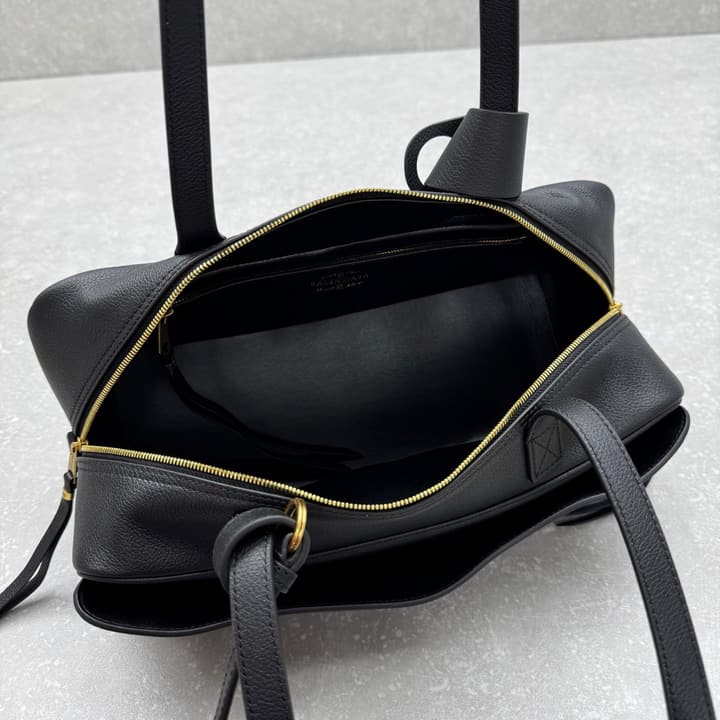 Balenciaga Carrie Leather Bowling Bag – Small in Black Leather