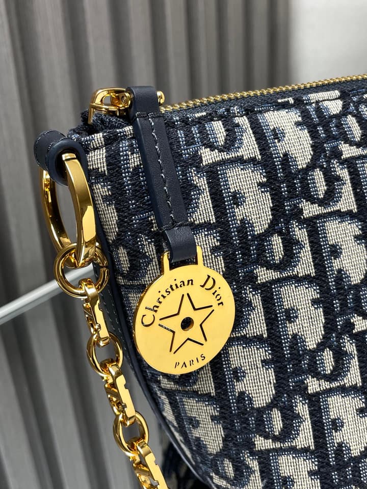 Dior Diorstar Hobo Chain Bag – Spring/Summer Collection – 2024 in Blue Oblique Jacquard Hobo Bag