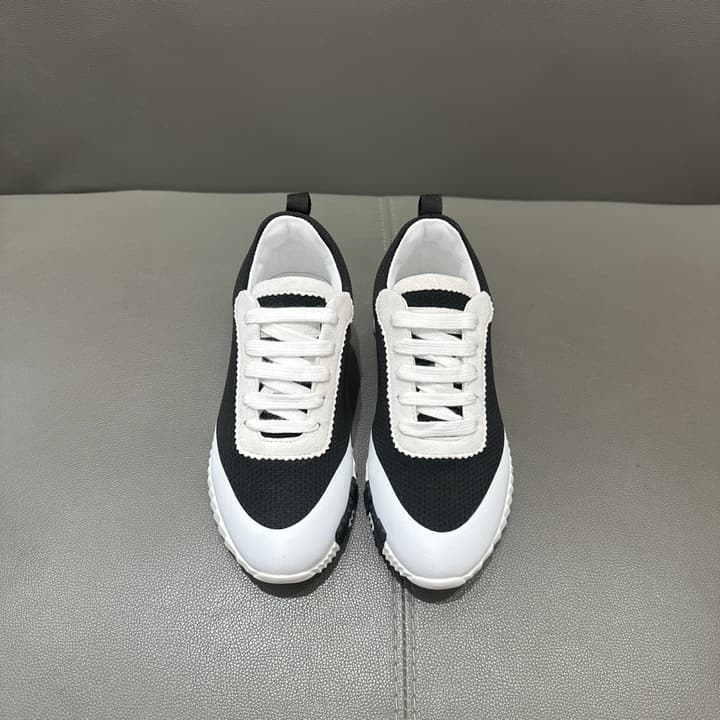 Hermès Bouncing Tech Mesh Sneakers in Black And White