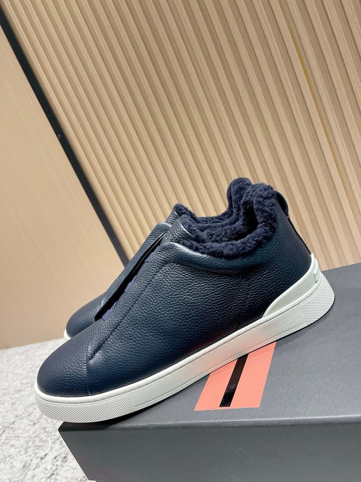 Zegna Triple Stitch Low-Top Casual Shoes – 2025SS in Black Leather