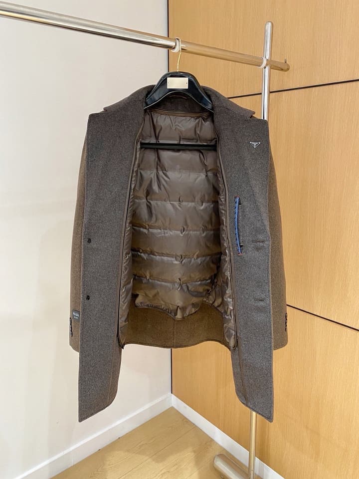 Prada Men's Wool Kensington Coat – 2025FW in Charcoal Gray Wool Coat