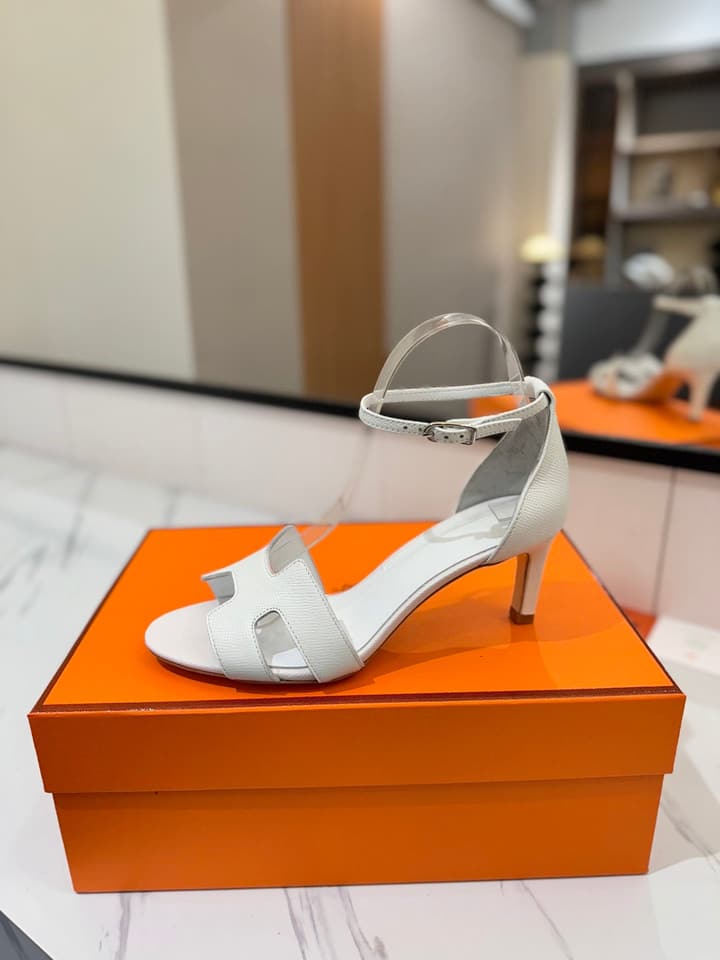 Hermès Classic Palm Grain Cowhide Heels – 6.5cm in Black