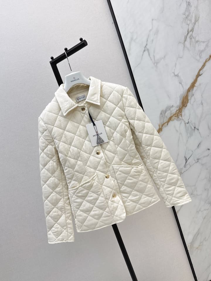 Moncler Quilted Padded Slim-Fit Jacket in Khaki