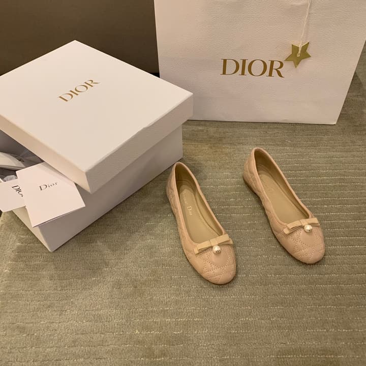 Dior Cannage Quilted Leather Ballerina Flats in Black Quilted Leather