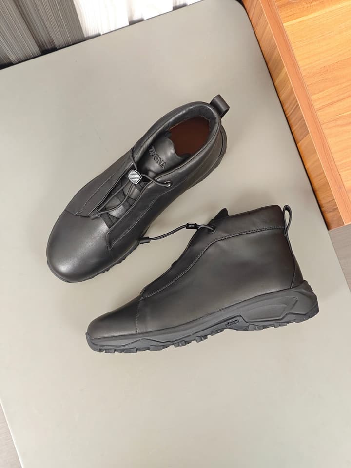 Zegna Triple Stitch™ Monte Luxury Casual Shoes in Black Leather High-top