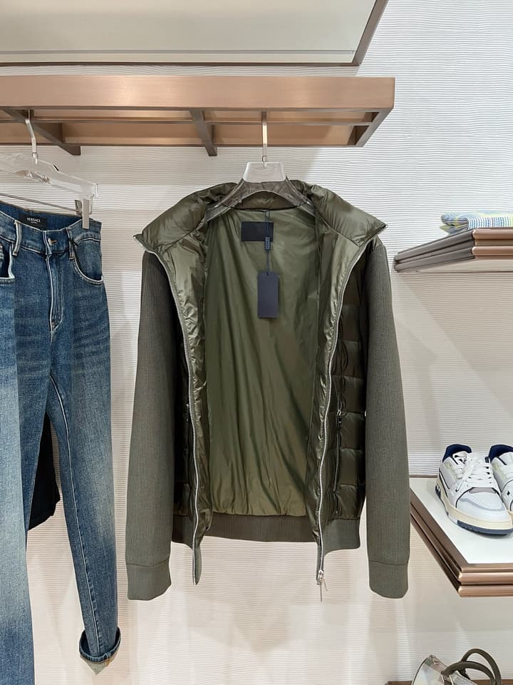 Prada Spliced Knit Down Jacket – FW2024 in Black Knit Down Jacket