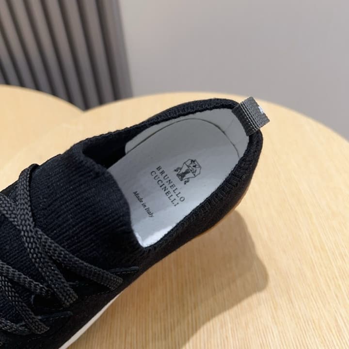 Brunello Cucinelli Men's Flyknit Sneakers – New Collection in Black Smooth