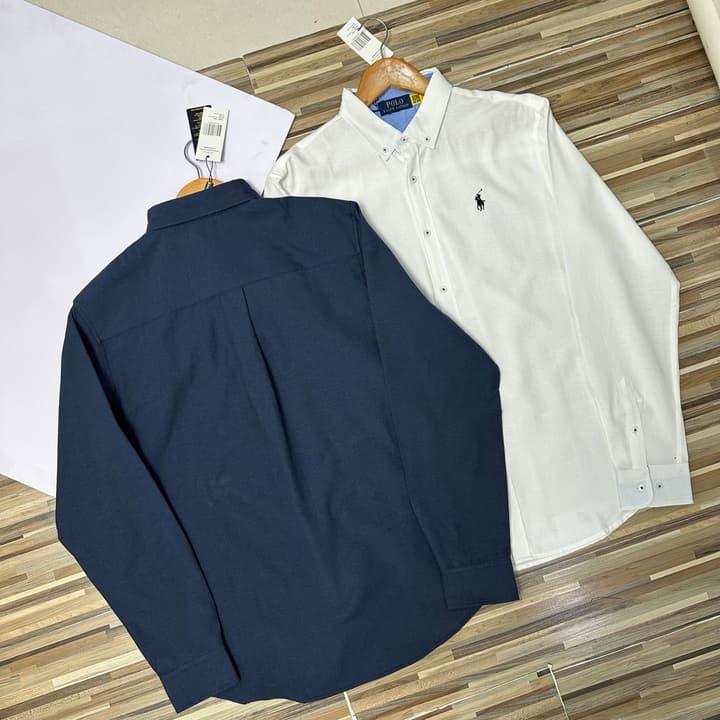Ralph Lauren Embroidered Oxford Cotton Shirt – 2025 in Navy Blue
