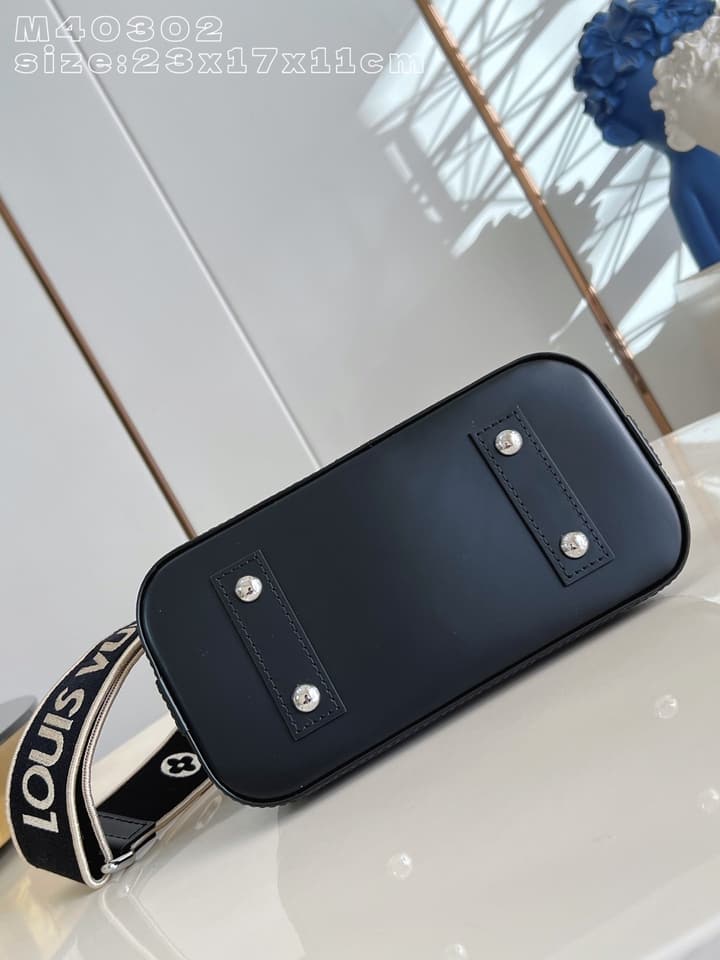 Louis Vuitton Alma BB Handbag in Black Epi Leather With Logo Strap