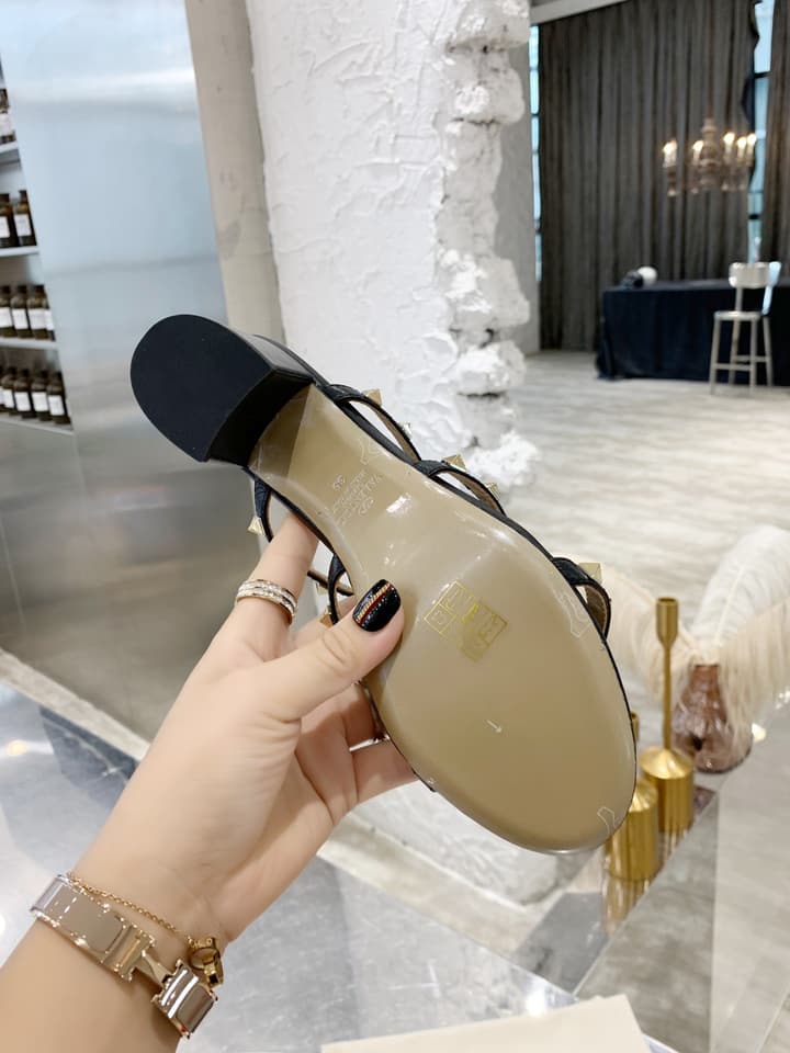 Valentino Rockstud Classic Block Heel Sandals in Nude With Gold Studs