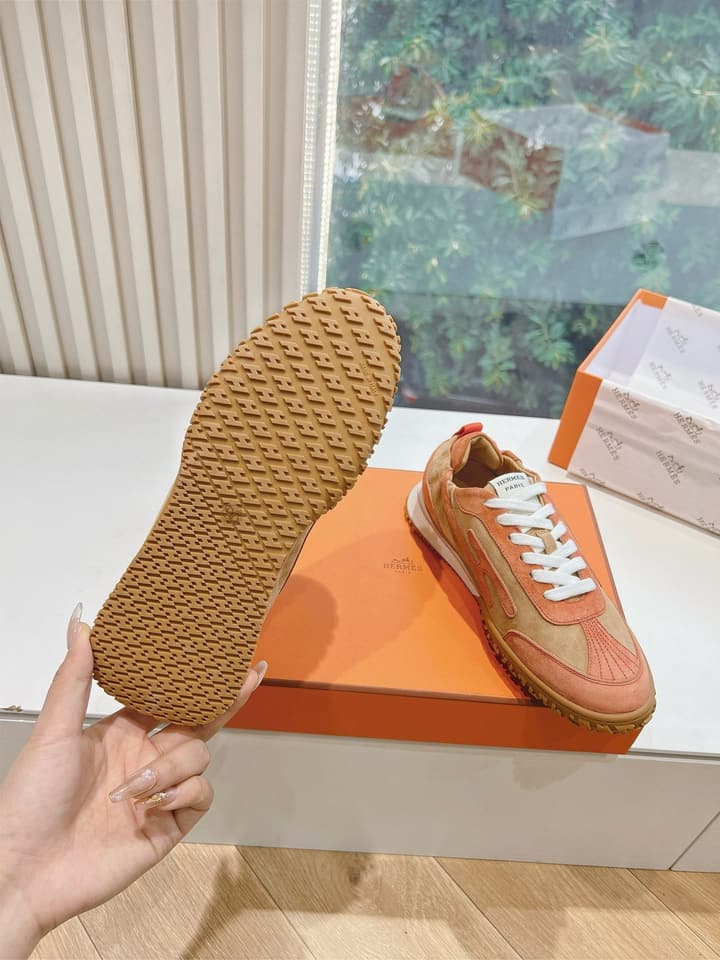 Hermès Bouncing Calfskin Sneakers in Tan Suede