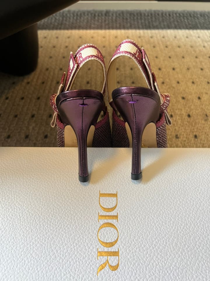 Dior J'Adior Dior Or Embroidered Slingback Heels in Black Smooth