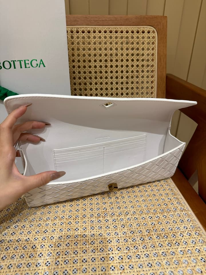 Bottega Veneta Andiamo Clutch Bag in Black Intrecciato
