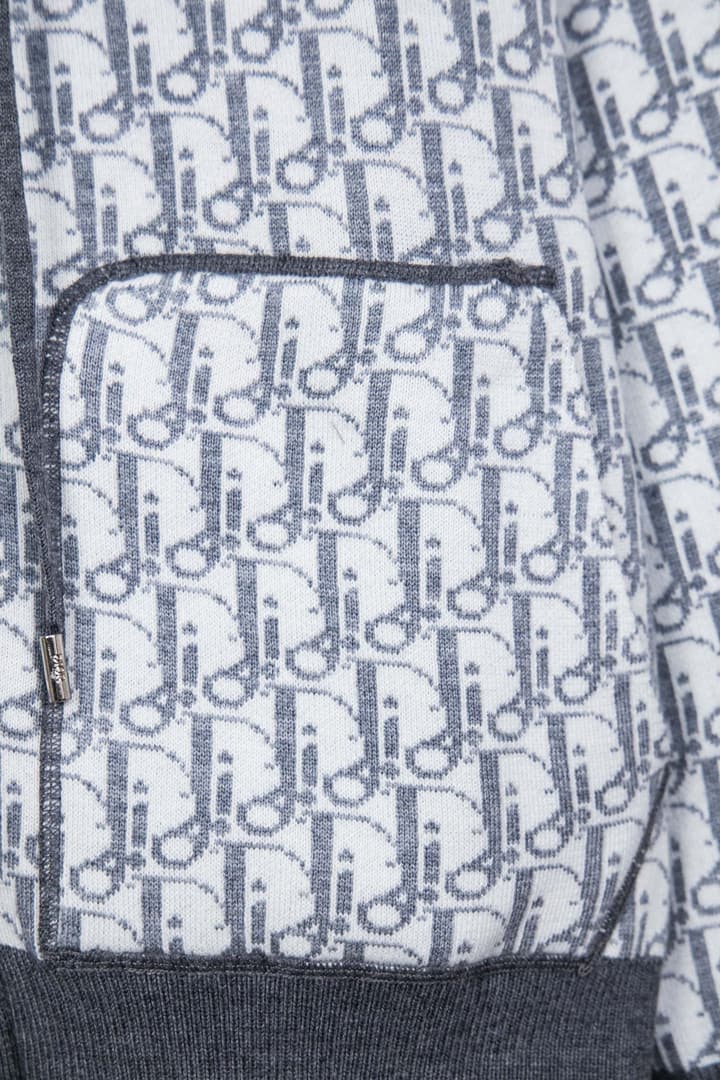Dior CD Monogram Jacquard Cardigan – 24SS in Dark Grey