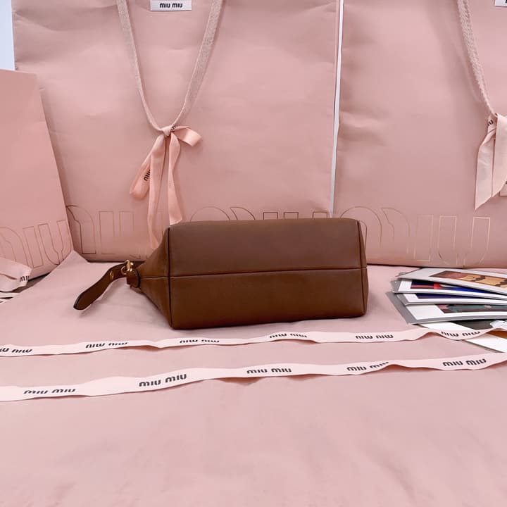 Miu Miu Vintage Sheepskin Lunchbox Bag in Deep Brown