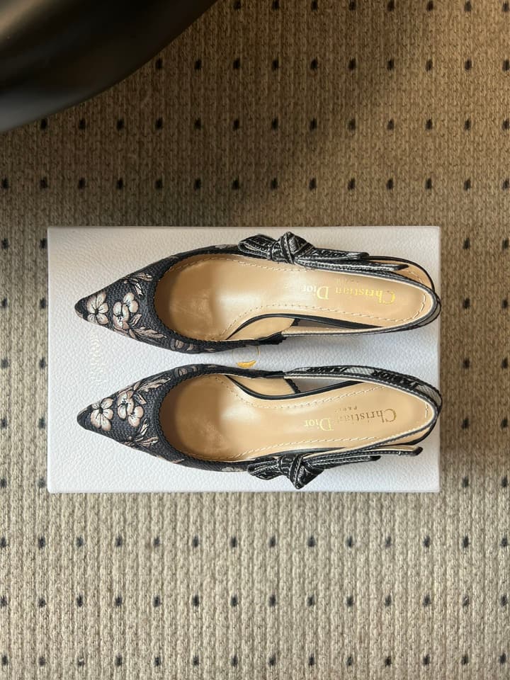 Dior Classic Multi-Color Embroidered Pumps in Black Silver Sparkle