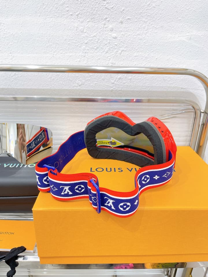 Louis Vuitton Ski Goggles in Blue Iridescent Lens With Red Frame