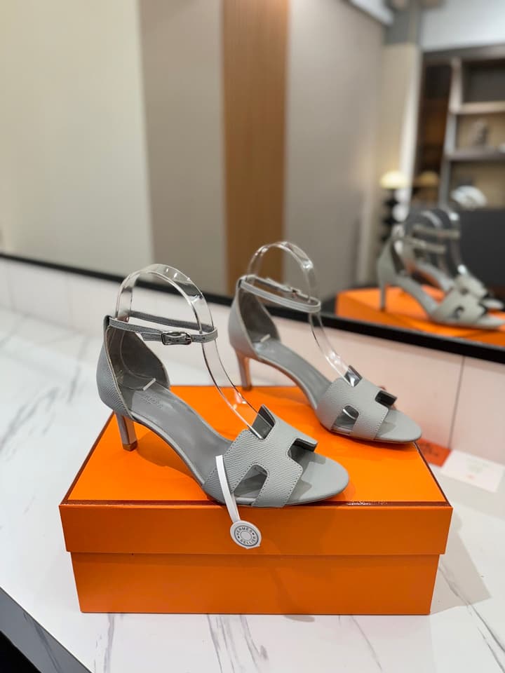 Hermès Classic Palm Grain Cowhide Heels – 6.5cm in Black