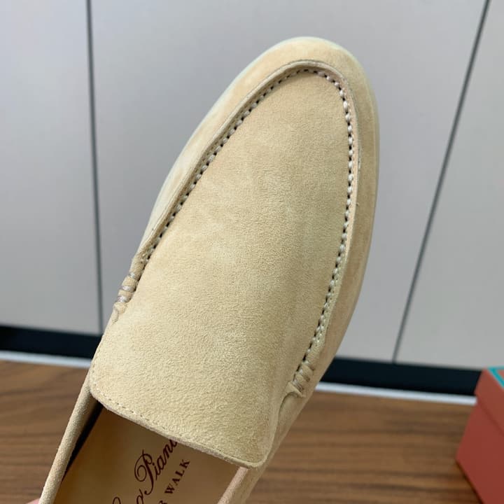 Loro Piana Glossy Cashmere Loafers in Blush Pink Suede