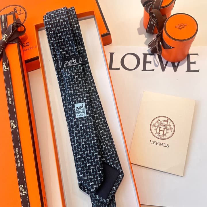 Hermès Men's Printed Silk Tie Series in Light Aqua Patterned