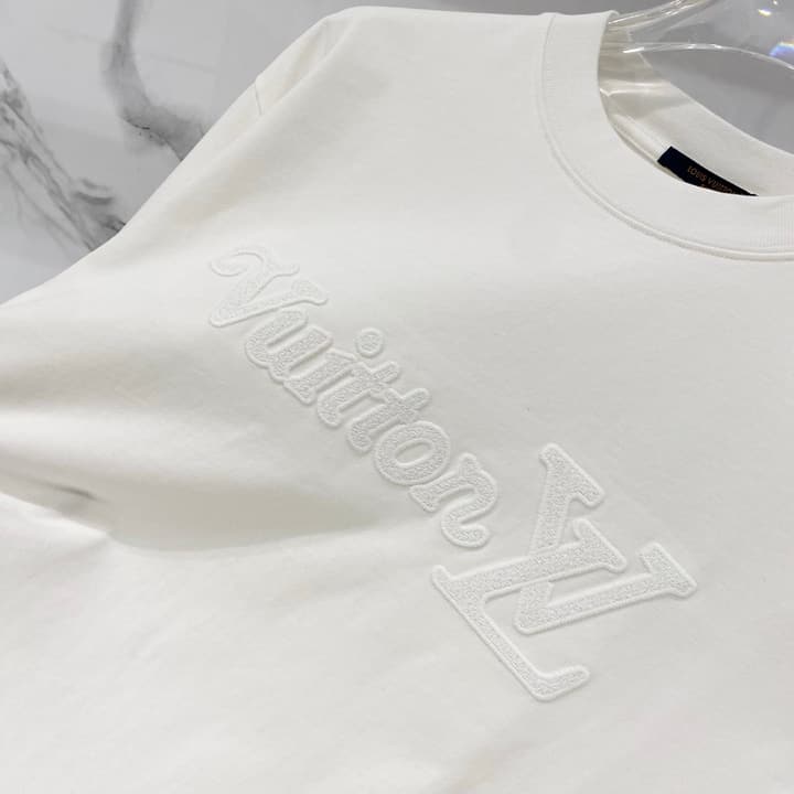 Louis Vuitton Washed Cotton Logo Embroidery T-Shirt in Black