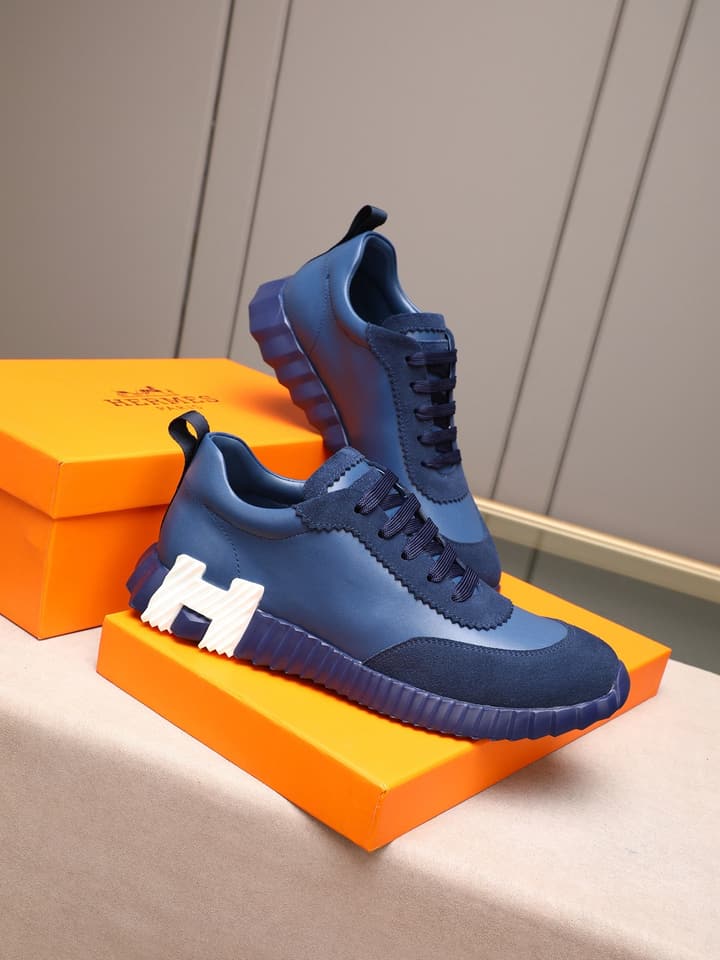 Hermès Bouncing Men's Sport Sneakers in Navy Blue