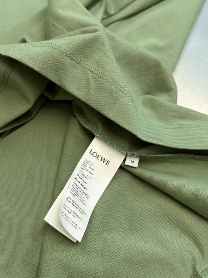 Loewe Anagram Embroidered Cotton T-Shirt in Sage Green