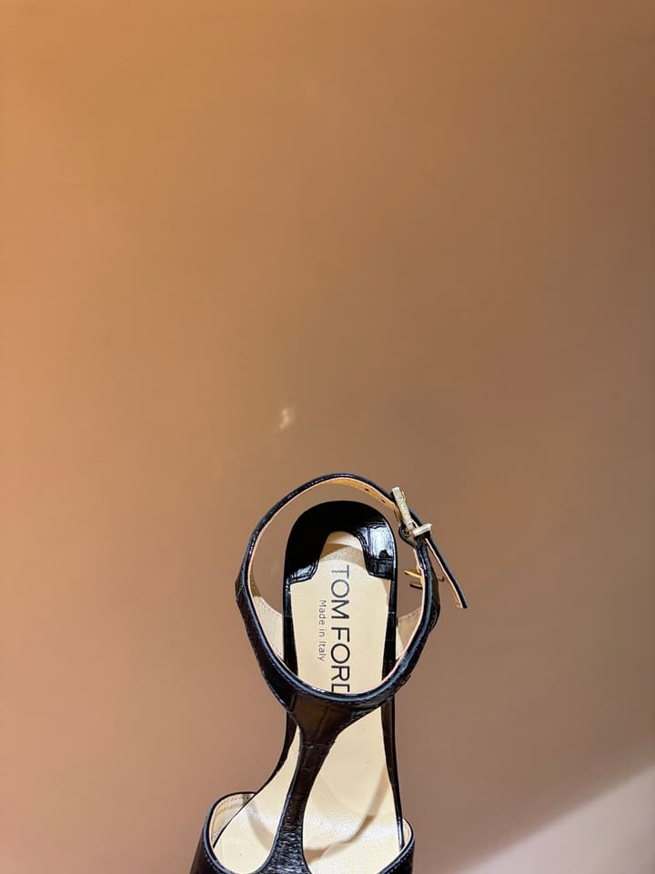 TOM FORD Padlock Heeled Sandals – 24SS Collection in Black Sandals