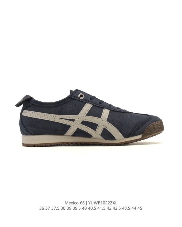 Onitsuka Tiger Mexico 66 Classic Retro Sneakers in Cream With Black Stripes