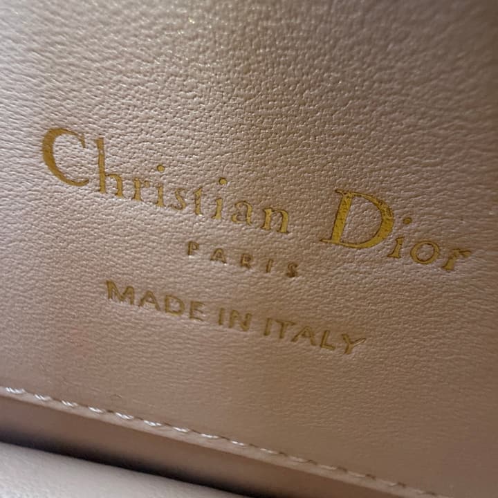 Dior Lady Dior Pearlescent Lambskin Pearl Clutch Bag in Light Nude Beige