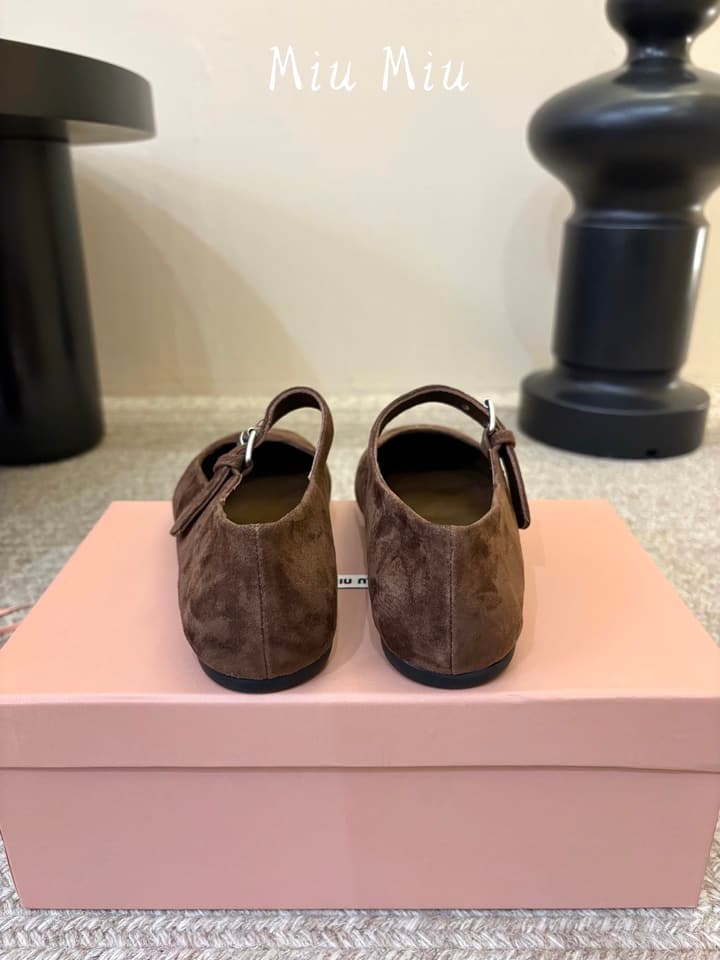 Miu Miu Suede Bow Mary Jane Flats