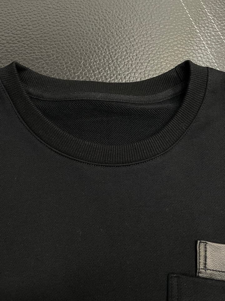 Hermès Men's Premium Casual Sweatshirt in Dark Grey/black With Flap Pocket
